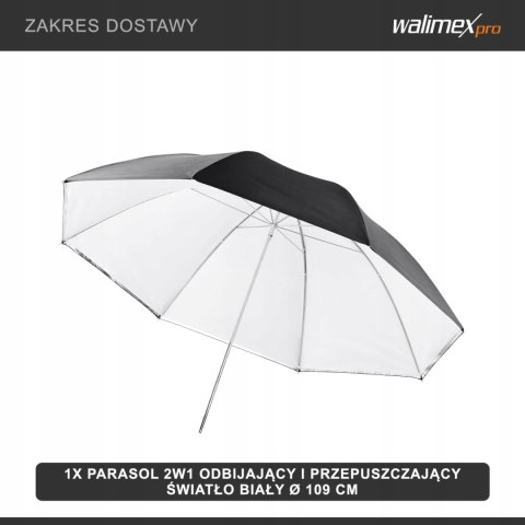 PARASOLKA PARASOL ODBLASKOWY DO LAMPY 2W1 WALIMEX PRO REFLEX 109CM PARASOLKA PARASOL ODBLASKOWY DO LAMPY 2W1 WALIMEX PRO REFLEX 109CM