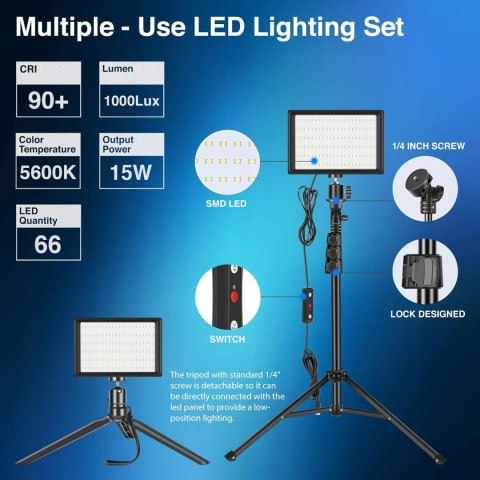 2x LAMPA PRODUKTOWA DIODOWA WIDEO LED + STATYWY 2 SZTUKI NEEWER