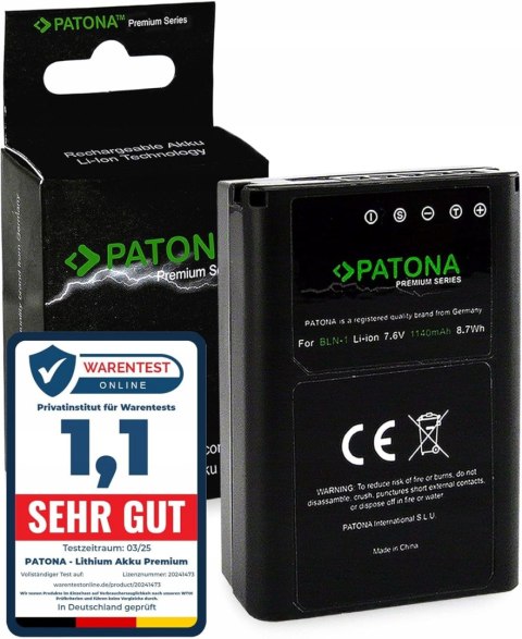 BATERIA AKUMULATOR PATONA 1262 DO OLYMPUS BLN-1 PS-BLN-1 1140mAh BATERIA AKUMULATOR PATONA 1262 DO OLYMPUS BLN-1 PS-BLN-1 1140mAh