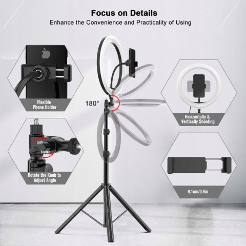 LAMPA PIERŚCIENIOWA MAKIJAŻ STATYW RING USB 12" STATYW UCHWYT NA TELEFON