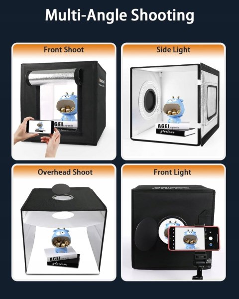 NAMIOT BEZCIENIOWY FOTOGRAFICZNY LED 30x30x30CM DUCLUS + 8 TEŁ