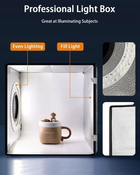 NAMIOT BEZCIENIOWY FOTOGRAFICZNY LED 30x30x30CM DUCLUS + 8 TEŁ