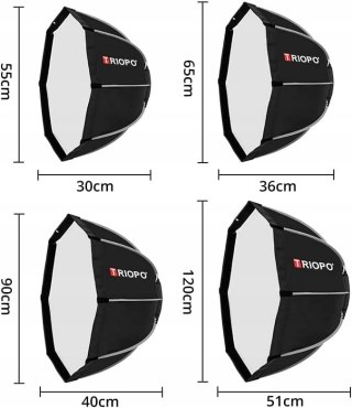 SOFTBOX MODYFIKATOR ŚWIATŁA OKTAGONALNY TRIOPO 90CM OCTAGON