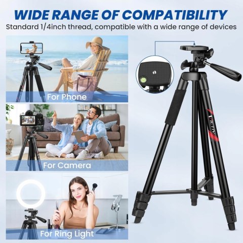 STATYW FOTOGRAFICZNY TRIPOD Z GŁOWICĄ VICTIV 162CM CZARNY