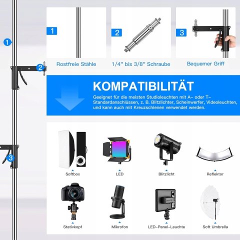 UCHWYTY PRZESUWNE DO STATYWU C-STAND DO SOFTBOKSA LAMPY SOONPHO