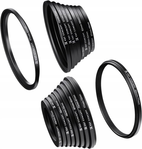ZESTAW PIERŚCIENI REDUKCYJNYCH DO FILTRÓW K&F CONCEPT 16 SZTUK